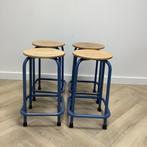 complete set 4x schoolkruk,  zithoogte 55 cm,  beuken -, Huis en Inrichting, Barkrukken, Gebruikt, Hout