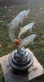 sculptuur, xxl geemaileerd bronzen stateu zwemmende