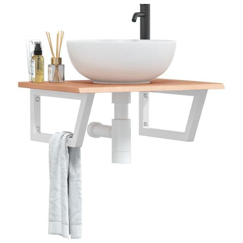 vidaXL Badkamer wandschap staal en massief eikenhout, Huis en Inrichting, Tafels | Kaptafels, Nieuw, Verzenden