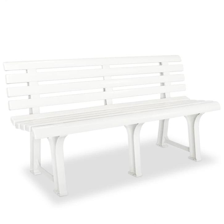 vidaXL Tuinbank 145,5 cm kunststof wit, Tuin en Terras, Tuinsets en Loungesets, Nieuw, Verzenden