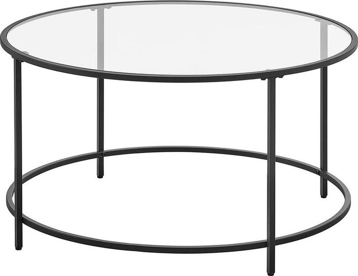 Salontafel - glazen tafel met metalen frame - diameter 84, Huis en Inrichting, Tafels | Salontafels, Verzenden