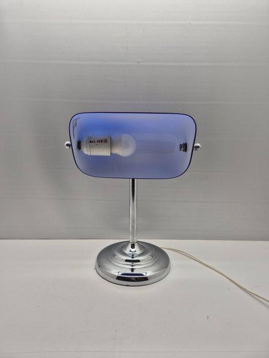 Bankierslamp - Glas, Metaal - Design jaren 70/80 - Blauw, Antiek en Kunst, Curiosa en Brocante