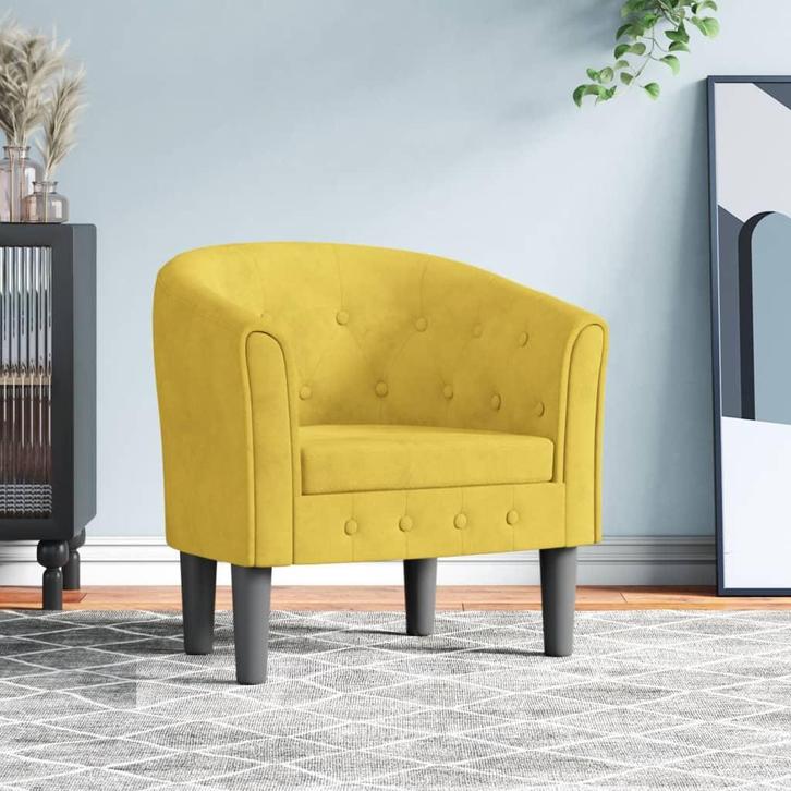 vidaXL Kuipstoel fluweel geel, Huis en Inrichting, Fauteuils, Nieuw, Verzenden