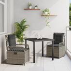 vidaXL 3-delige Tuin Eetset Grijs Poly Riet, Tuin en Terras, Tuinstoelen, Verzenden, Nieuw