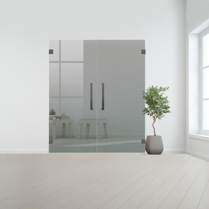 Glazen dubbele binnendeur XL zonder kozijn RVS beslag-Grijs, Doe-het-zelf en Bouw, Glas en Ramen, Nieuw, Verzenden