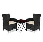 MaxxGarden Tuinset  3 delig - rattan met kussens - Zwart, Tuin en Terras, Tuinsets en Loungesets, Ophalen of Verzenden, Nieuw