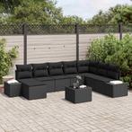 vidaXL Tuinbank Set met kussen 9 pcs Poly rattan, Tuin en Terras, Verzenden, Nieuw