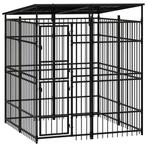 vidaXL Hondenkennel met dak 3,69 m² staal, Verzenden, Nieuw
