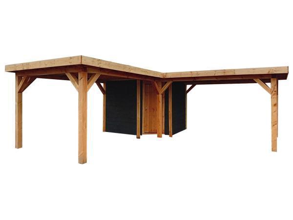 Veiling - Vrijstaande hoekoverkapping met berging 600x600x25, Tuin en Terras, Overkappingen, Nieuw