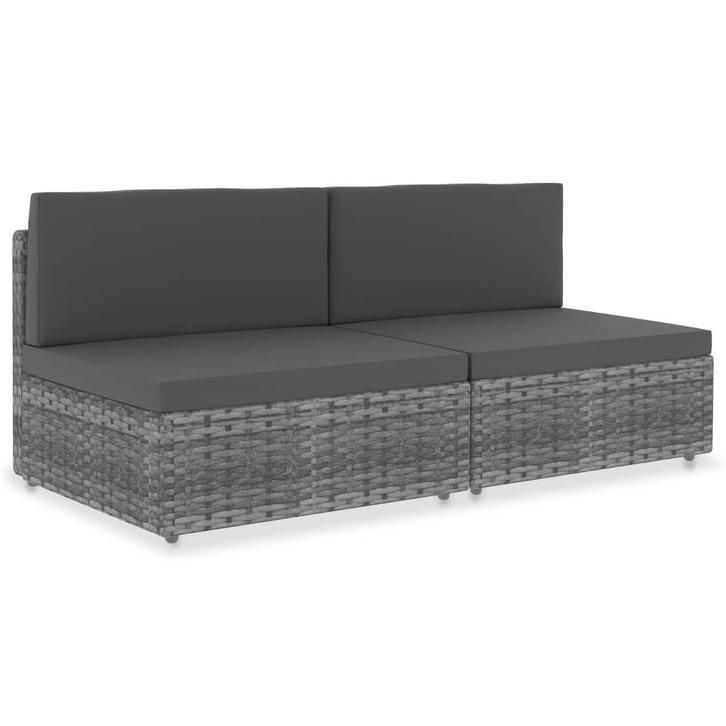 vidaXL Tweezitsbank sectioneel poly rattan grijs, Tuin en Terras, Tuinsets en Loungesets, Nieuw, Verzenden