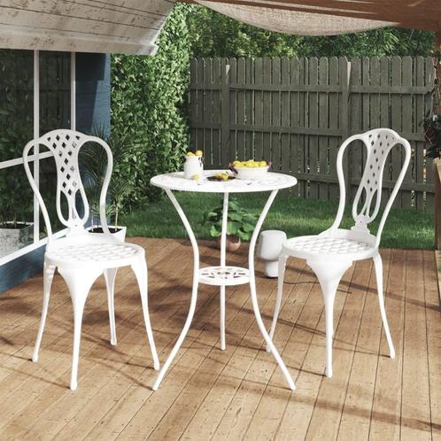 vidaXL 3-delige Bistroset gietaluminium wit, Tuin en Terras, Tuinsets en Loungesets, Nieuw, Verzenden