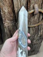 Fossiele Shell Agaat obelisken - eentje met geode - Hoogte: