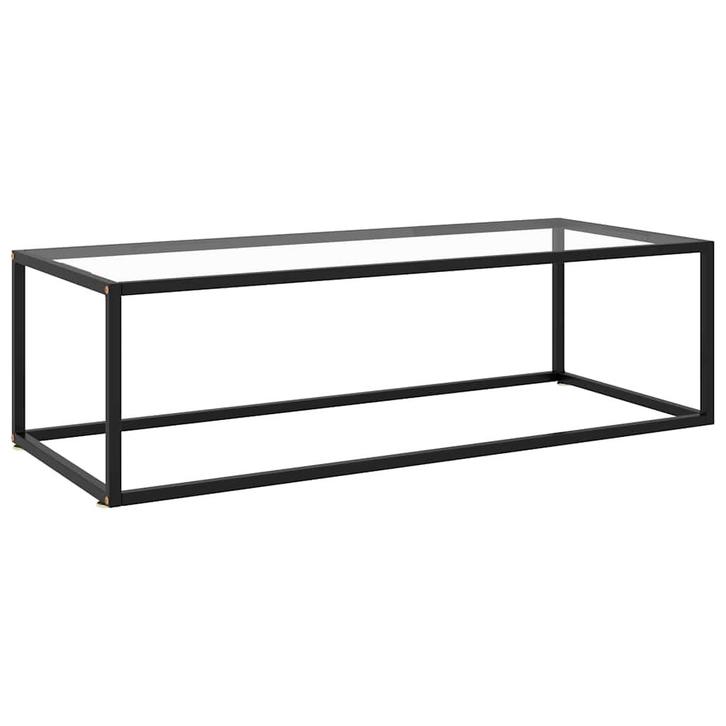 vidaXL Salontafel met gehard glas 120x60x35 cm zwart, Huis en Inrichting, Tafels | Salontafels, Nieuw, Verzenden