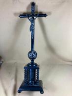 Crucifix - Bois, Plaqué(e) argent - 1850-1900 - Crucifix en, Antiek en Kunst