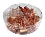 Plastic doosje met 72 paperclips, klemmen en punaises (rosé, Verzenden, Nieuw