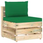 vidaXL Middenbank sectioneel met kussens groen geïmpregneerd, Tuin en Terras, Tuinsets en Loungesets, Verzenden, Nieuw