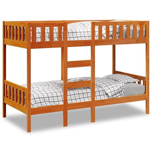 vidaXL Stapelbed massief grenenhout wasbruin 90x200 cm, Huis en Inrichting, Slaapkamer | Bedden, Nieuw, Verzenden