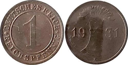 1 Pfennig Duitsland 1 Reichspfennig 1931e stgl fein Brons, Postzegels en Munten, Munten | Europa | Niet-Euromunten, België, Verzenden