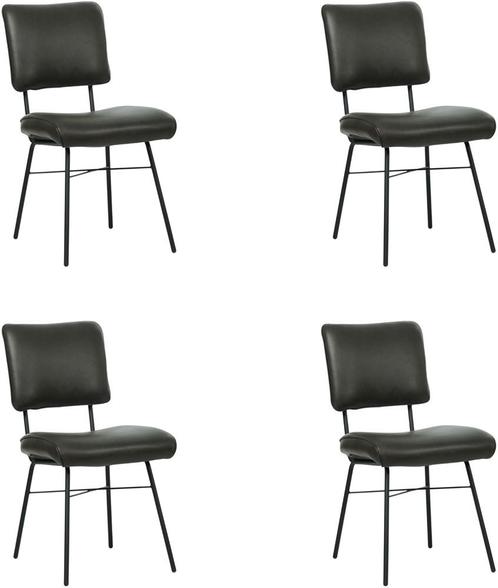 Set van 4 Donkergrijze leren industriële design, Huis en Inrichting, Stoelen, Overige kleuren, Vier, Nieuw, Leer, Ophalen of Verzenden