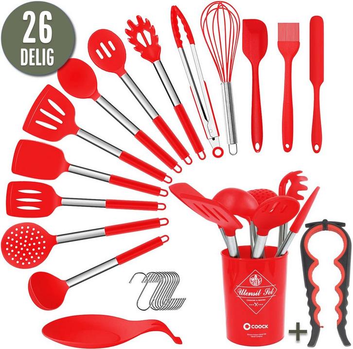 2dekans | COOCK Siliconen Keukengerei Set met Houder XL -, Huis en Inrichting, Keuken | Keukenbenodigdheden, Ophalen of Verzenden
