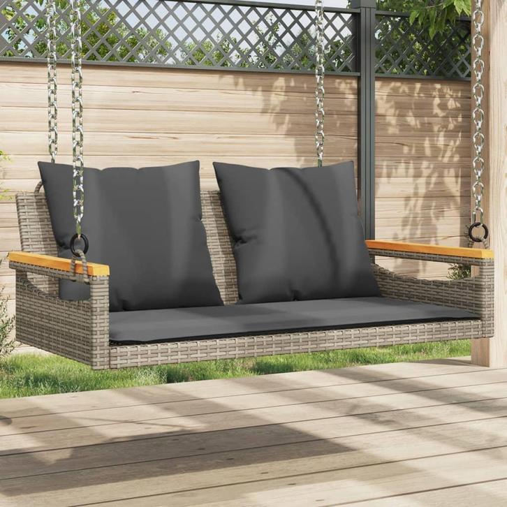 vidaXL Schommelbank met kussens 109x62x40 cm poly rattan, Tuin en Terras, Tuinsets en Loungesets, Nieuw, Verzenden
