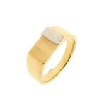 Bicolor gouden zegelring | Heren (witgoud, herenring), Gebruikt, Overige kleuren, 19 tot 20, Heer