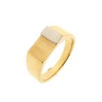 Bicolor gouden zegelring | Heren (witgoud, herenring), Handtassen en Accessoires, Ringen, Gebruikt, Overige kleuren, 19 tot 20