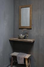Toilet Spiegel 75 x 45 cm Oud Teak Hout, Huis en Inrichting, Woonaccessoires | Spiegels, Nieuw, Verzenden