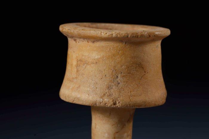 Bactrian Alabasterkruisbek met lange, uitlopende steel en, Verzamelen, Mineralen en Fossielen