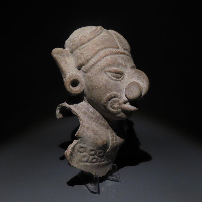 Mayan Terracotta Figuur. ca. 600 - 900 n.Chr. 18 cm hoog., Verzamelen, Mineralen en Fossielen