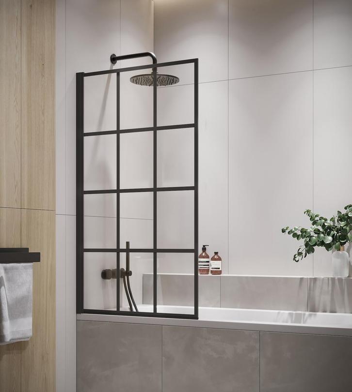 Badwand Riad 80 x 140 cm Zwart Badscherm Draaibaar 5 mm, Bricolage & Construction, Sanitaire, Envoi