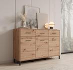Meubella Dressoir 138x40x90 eiken | Opbergkast met lades, Verzenden, Nieuw, 25 tot 50 cm, 100 tot 150 cm