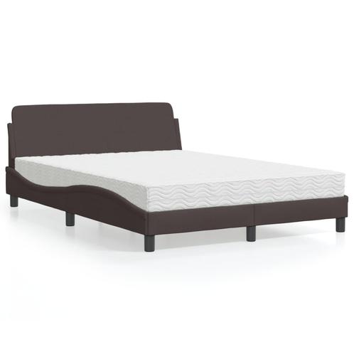 vidaXL Bed met matras stof donkerbruin 140x190 cm, Maison & Meubles, Chambre à coucher | Lits, Envoi