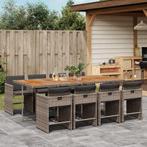 vidaXL 9-delige Tuinset met kussens poly rattan grijs, Tuin en Terras, Verzenden, Nieuw, Tuinset