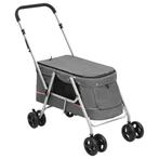 vidaXL Hondenwagen inklapbaar 100x49x96 cm linnenstof grijs, Dieren en Toebehoren, Overige Dieren-accessoires, Verzenden, Nieuw