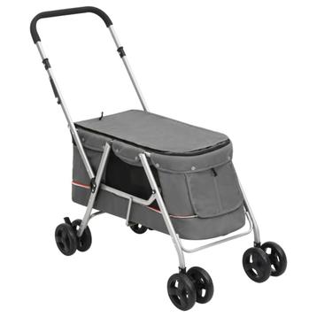 vidaXL Hondenwagen inklapbaar 100x49x96 cm linnenstof grijs beschikbaar voor biedingen