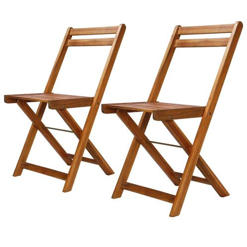 vidaXL Bistrostoelen 2 st massief acaciahout, Tuin en Terras, Tuinstoelen, Nieuw, Verzenden