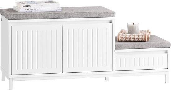 2dekans | SoBuy FSR172-W Schoenenbank - Witte Opbergbank met, Huis en Inrichting, Zetels | Zetels, Ophalen of Verzenden