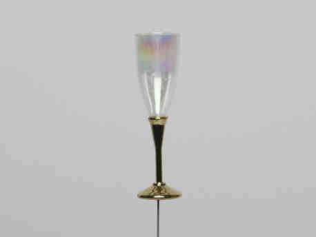 Champagne glas op steker 7, 5 cm. clear gold doos 12st, Huis en Inrichting, Woonaccessoires | Kunstplanten en Kunstbloemen, Nieuw