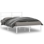 vidaXL Bedframe met hoofdbord metaal wit 140x200 cm, Huis en Inrichting, Slaapkamer | Bedden, Verzenden, Nieuw