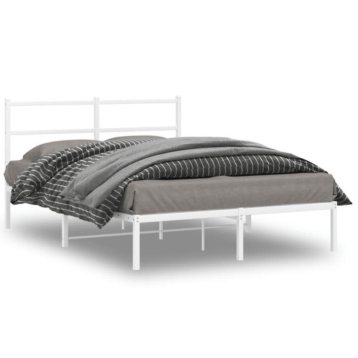vidaXL Bedframe met hoofdbord metaal wit 140x200 cm, Huis en Inrichting, Slaapkamer | Bedden, Nieuw, Verzenden