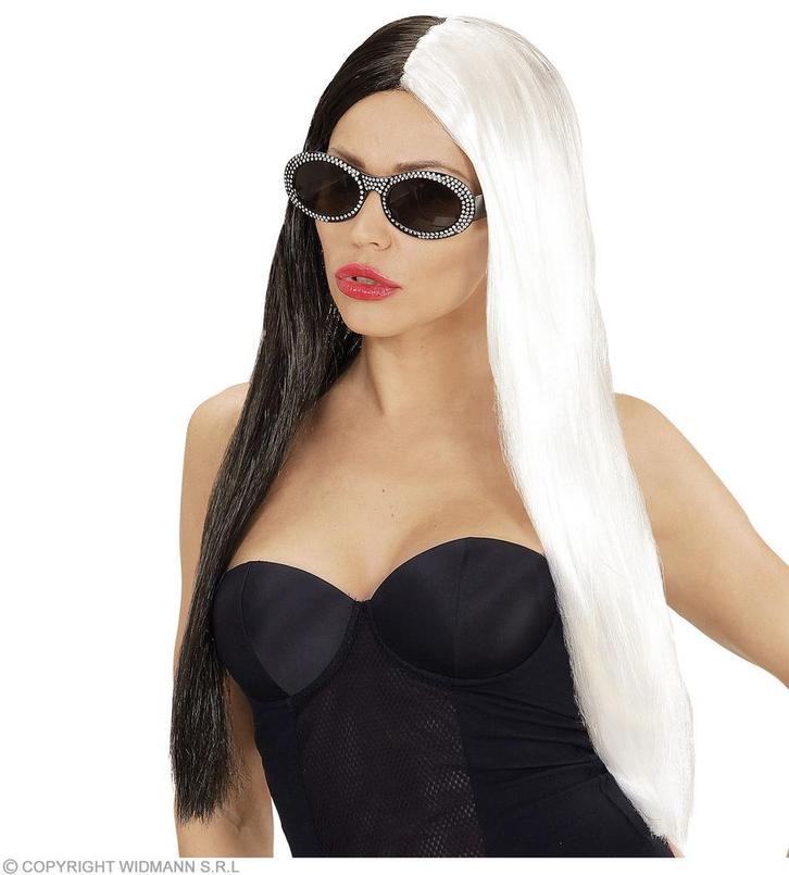 Wit Zwarte Pruik, Hobby en Vrije tijd, Feestartikelen, Nieuw, Verzenden