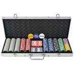 vidaXL Pokerset met 500 chips aluminium, Hobby en Vrije tijd, Verzenden, Nieuw