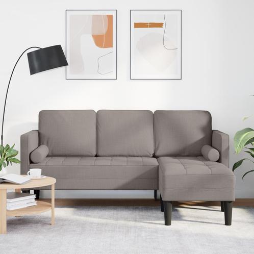 vidaXL 3-Zits L-vormige Zetel in Taupe - 160 cm Stof, Huis en Inrichting, Zetels | Zetels, Nieuw, Verzenden