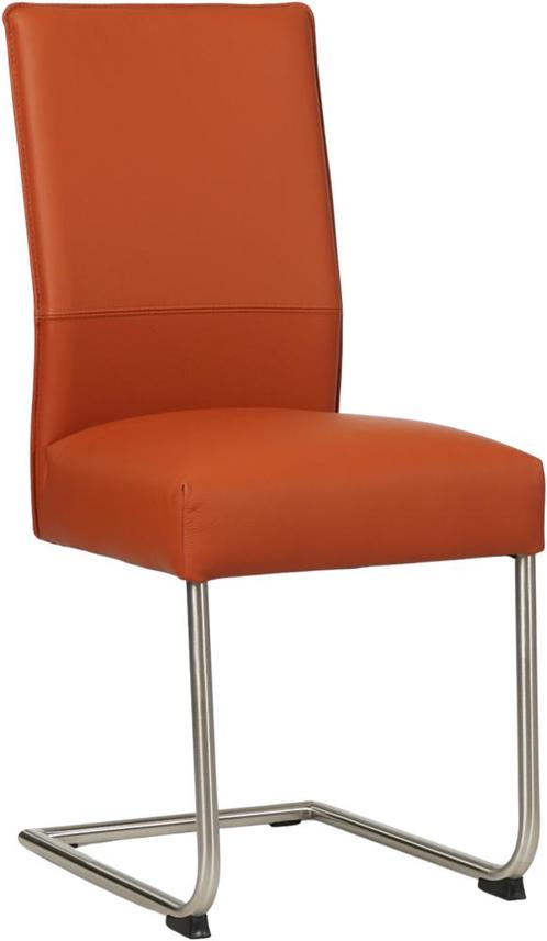 Cognac leren industriële eetkamerstoel - poot rond inox -, Huis en Inrichting, Stoelen, Overige kleuren, Eén, Nieuw, Leer, Ophalen of Verzenden
