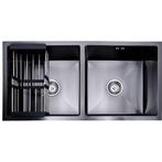 Lendo Online Évier Double Inox 87×44 Anthracite Égouttoir, Bricolage & Construction