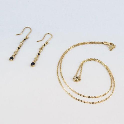 Ensemble de bijoux 2 pièces - 18 carats Or jaune Diamant, Handtassen en Accessoires, Antieke sieraden