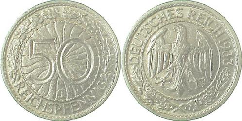 50 Pfennig Duitsland 50 Reichspfennig 1933j sehr schoen/v..., Timbres & Monnaies, Monnaies | Europe | Monnaies non-euro, Envoi