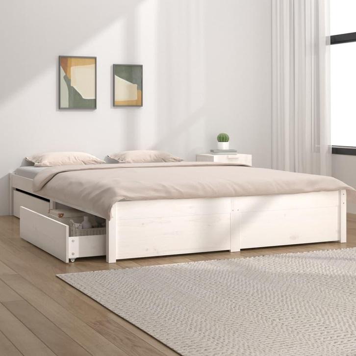 vidaXL Bedframe met lades wit 180x200 cm, Huis en Inrichting, Slaapkamer | Bedden, Nieuw, Verzenden