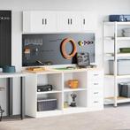vidaXL Garagekasten 6 st spaanplaat wit, Verzenden